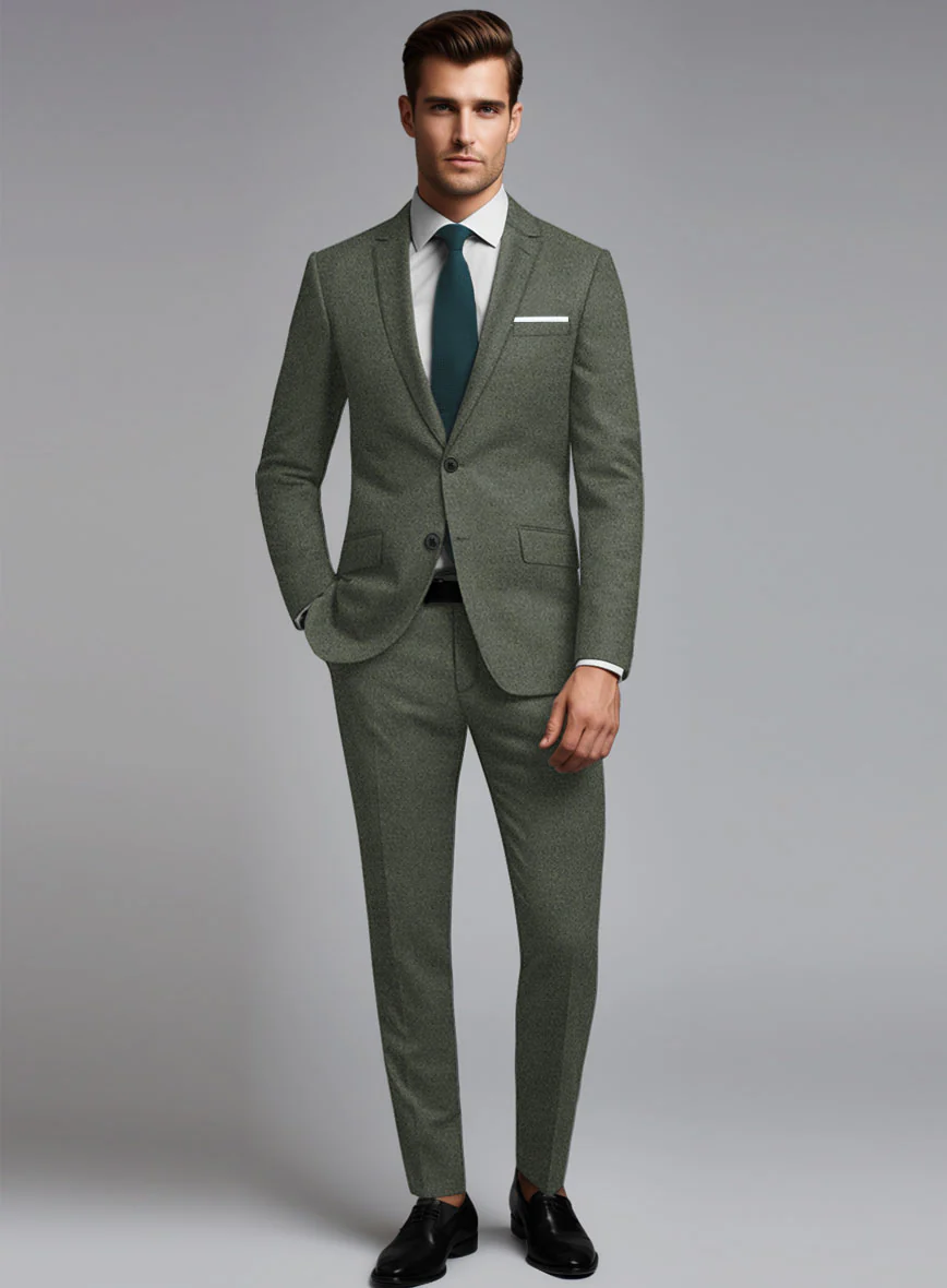 Italian Quelo Green Twill Flannel Suit - Image 2