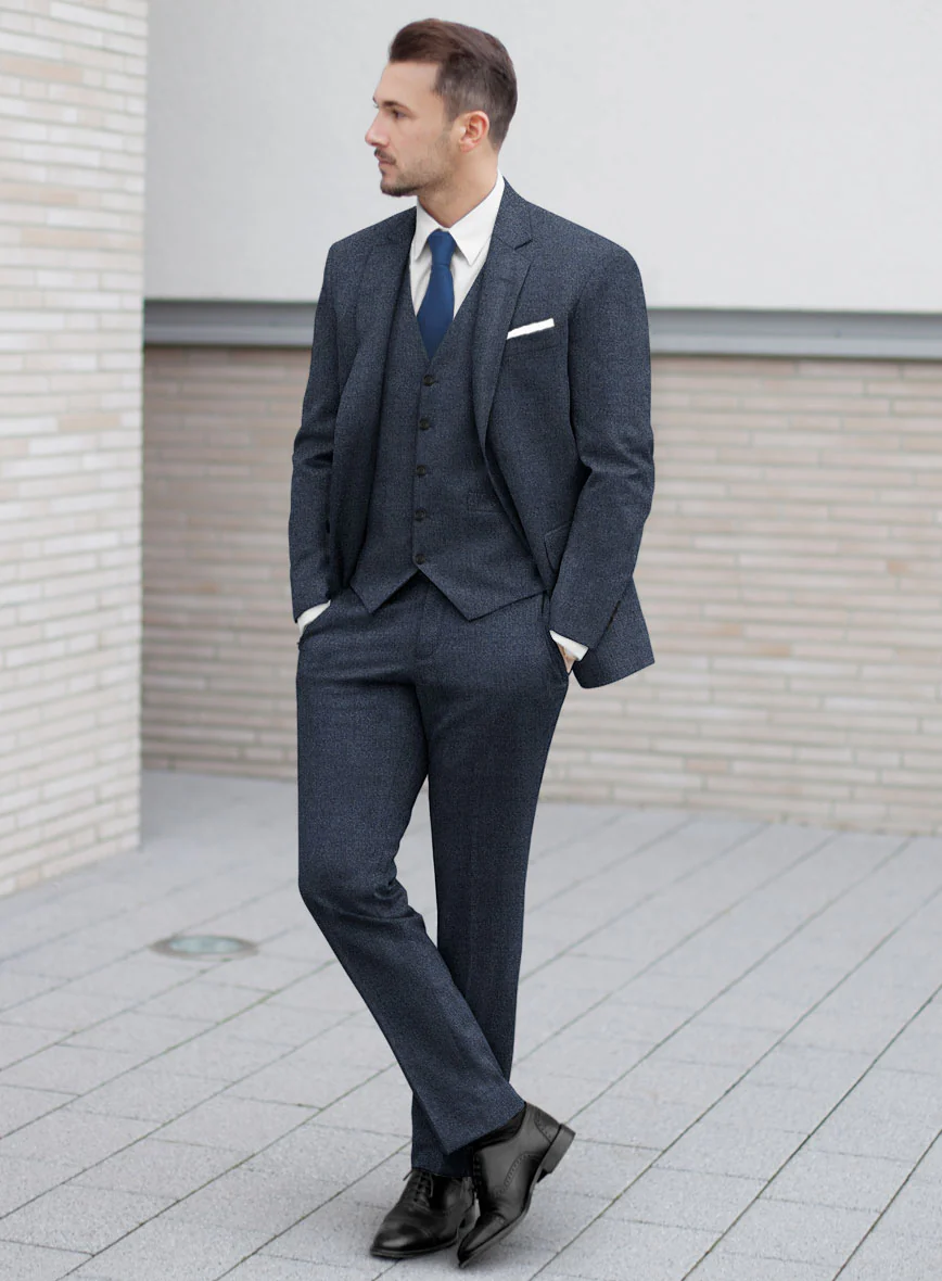 Italian Quelo Indigo Blue Twill Flannel Suit - Image 2