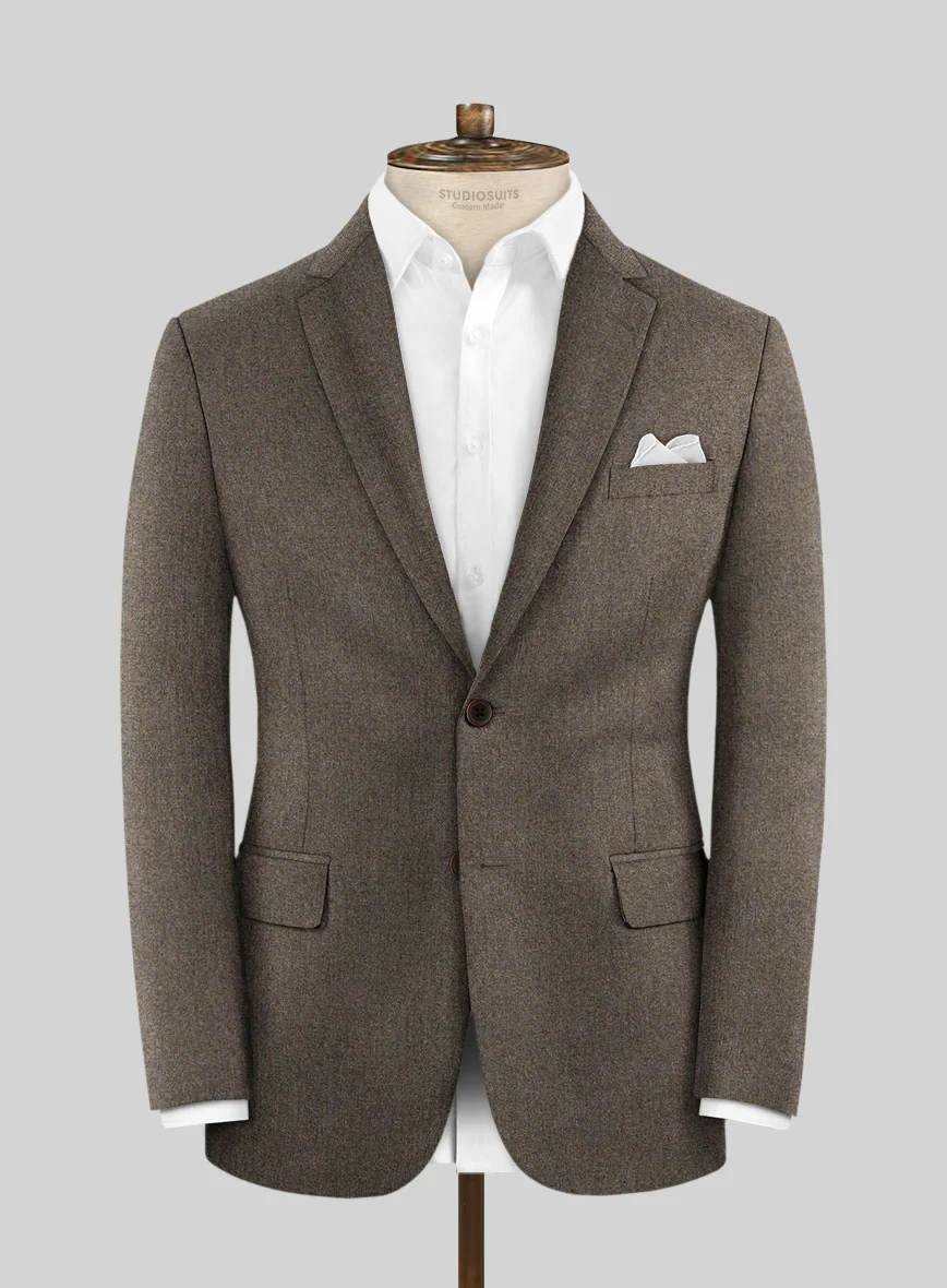Italian Quelo Rust Brown Twill Flannel Suit - Image 3