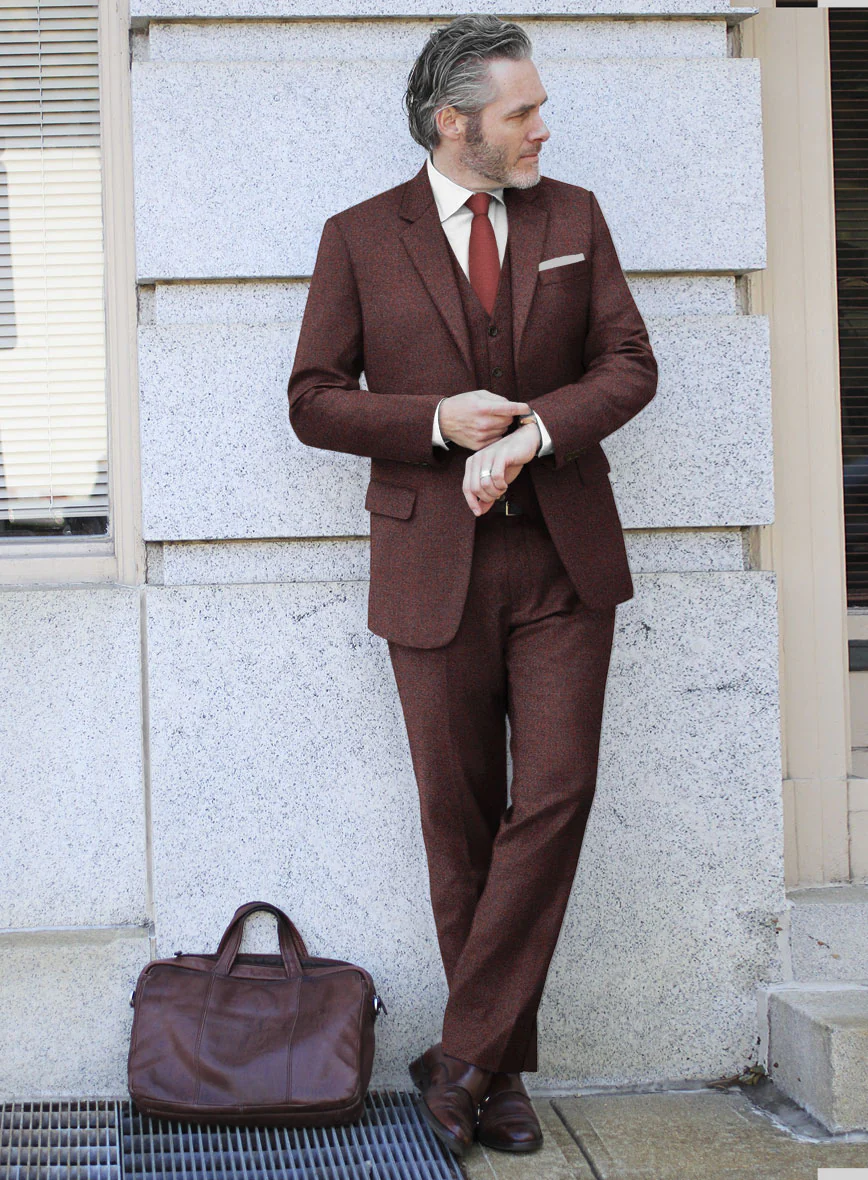 Italian Quelo Wine Twill Flannel Suit - Image 2