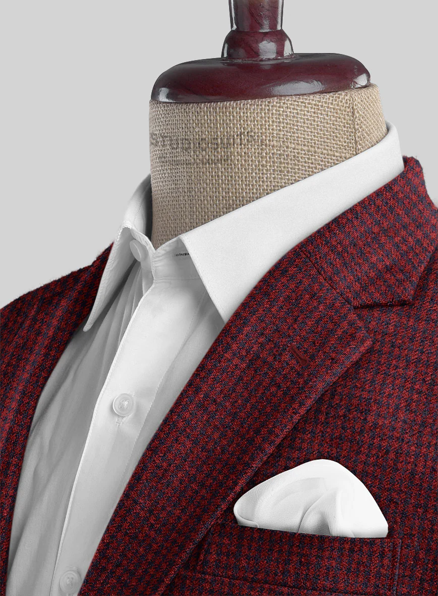 Italian Red Houndstooth Tweed Jacket - Image 3