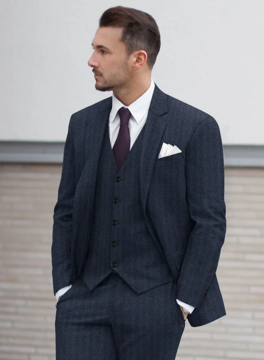 Italian Royal Blue Herringbone Flannel Jacket - Image 2