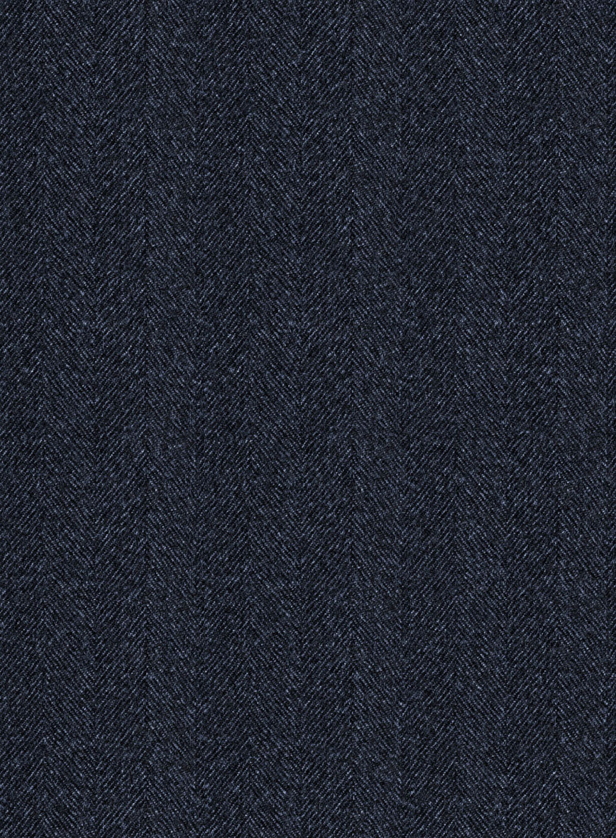 Italian Royal Blue Herringbone Flannel Pants - Image 3
