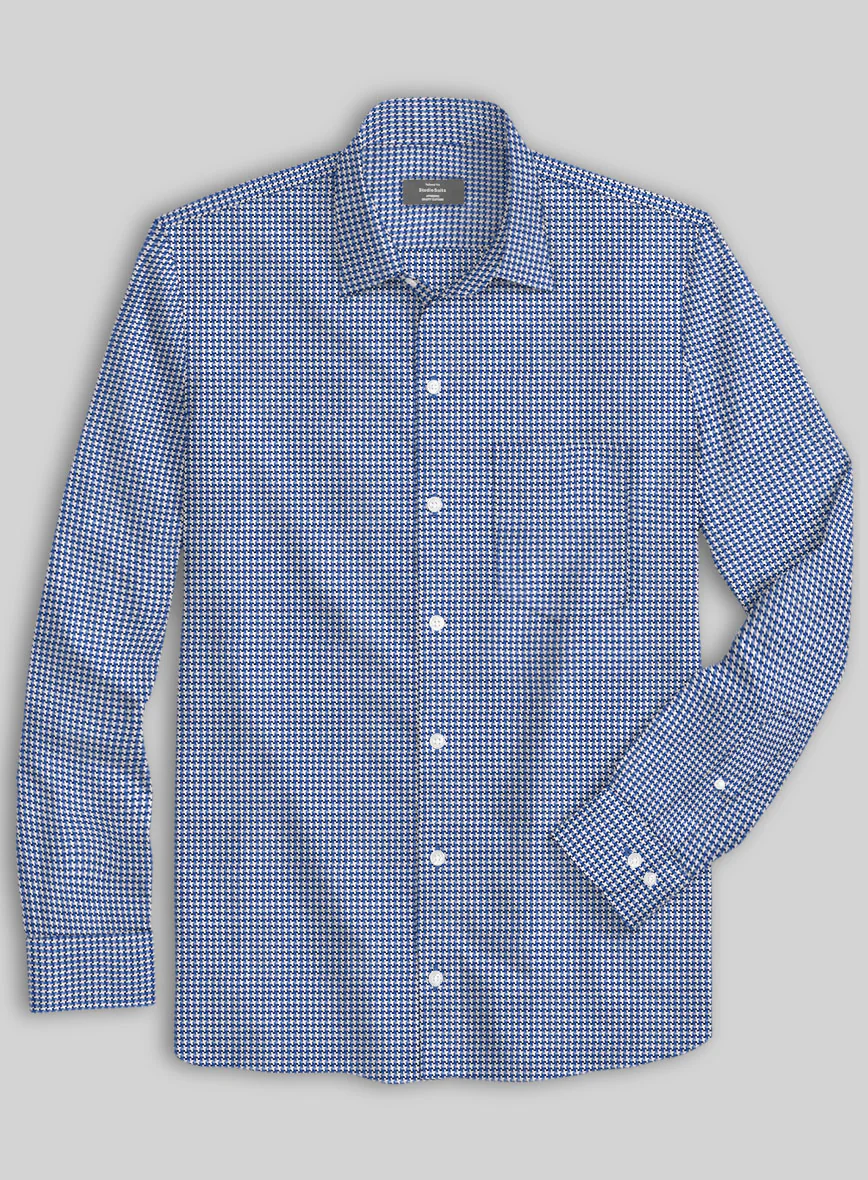 Italian Royal Blue Houndstooth Shirt - Image 2