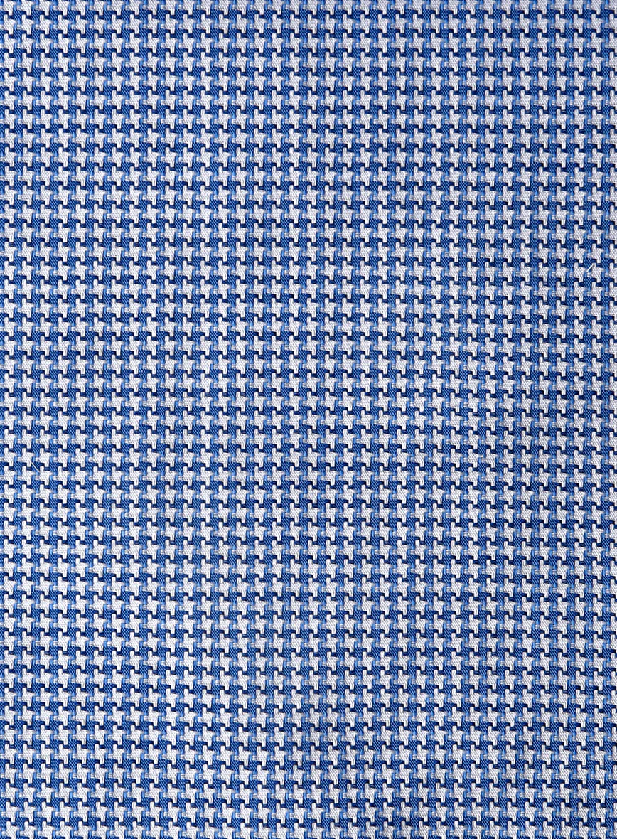 Italian Royal Blue Houndstooth Shirt - Image 3