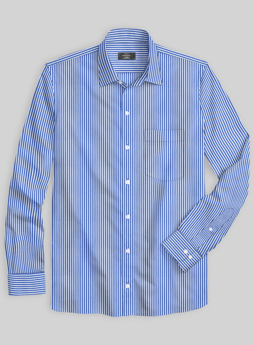 Italian Royal Blue Stripe Shirt - Image 2