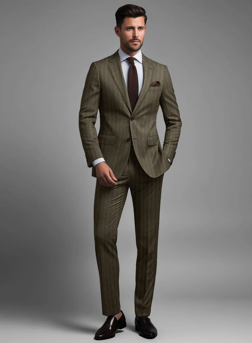 Italian Rust Herringbone Flannel Suit - Image 2