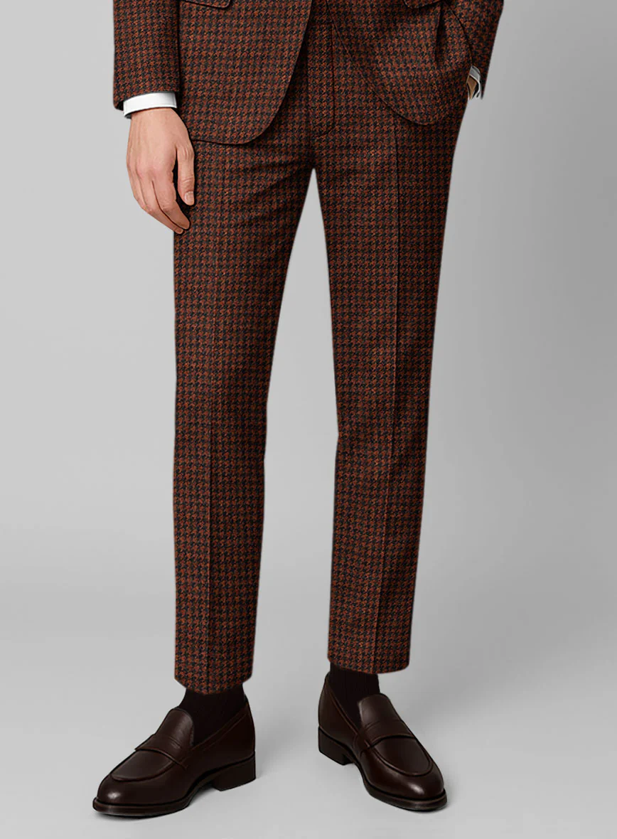 Italian Rust Houndstooth Tweed Pants - Image 2