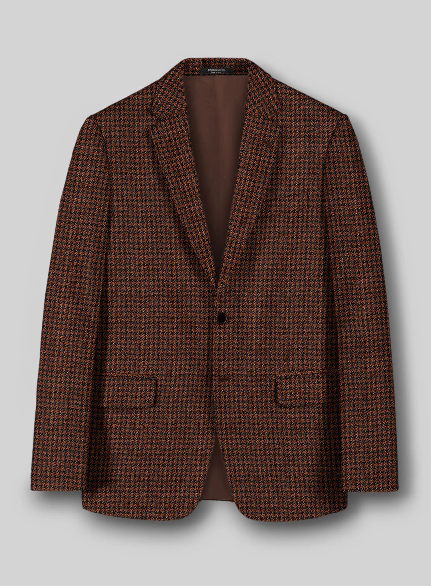 Italian Rust Houndstooth Tweed Suit - Image 3