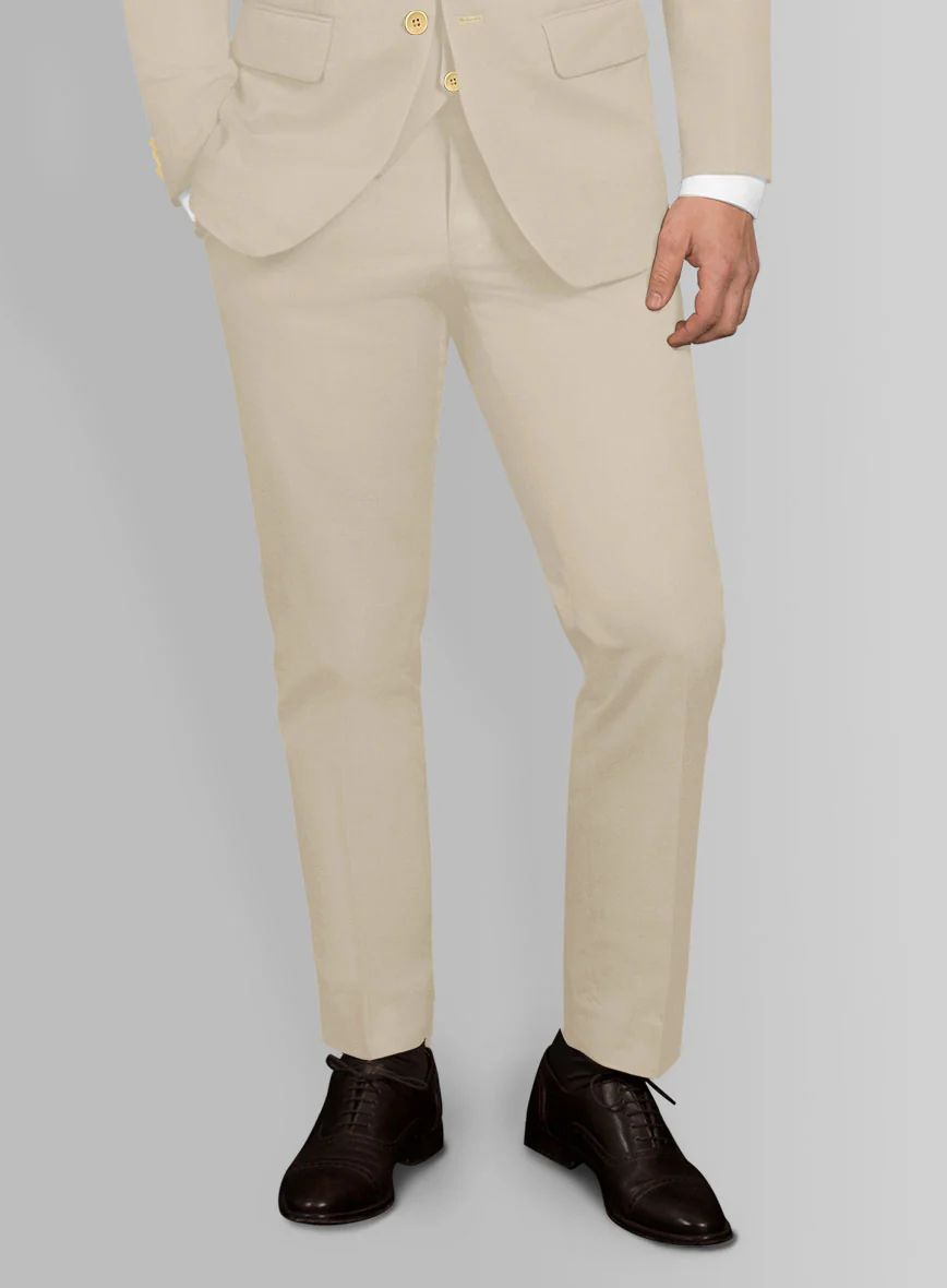 Italian Sand Beige Cotton Stretch Suit - Image 4