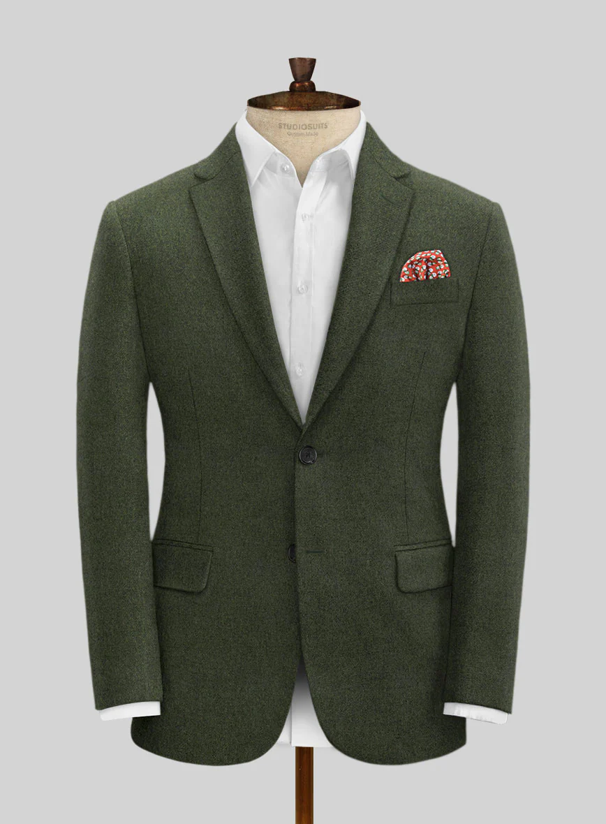 Italian Seaweed Green Tweed Suit - Image 3