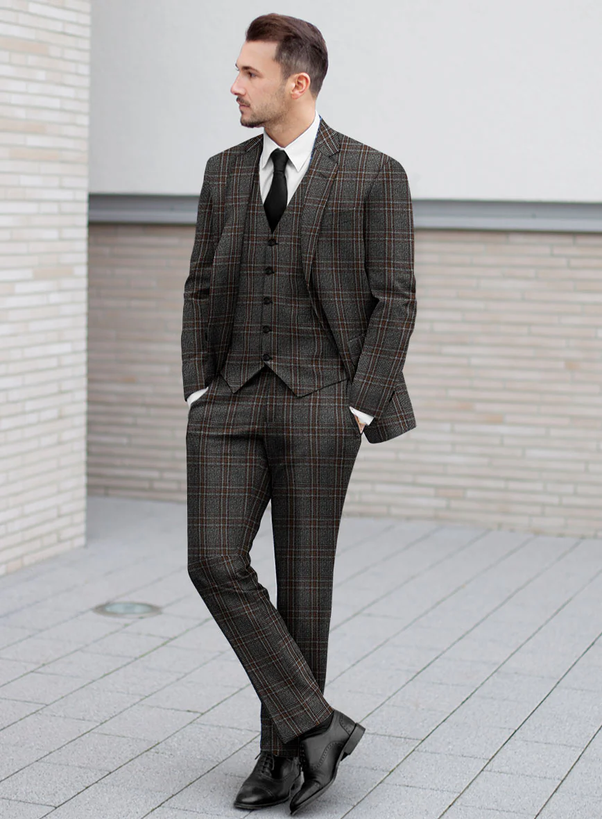 Italian Senna Checks Wool Suit - Image 2