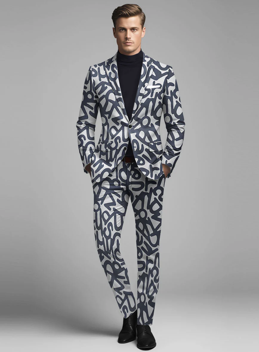 Italian Silk Alfabeto Suit - Image 2