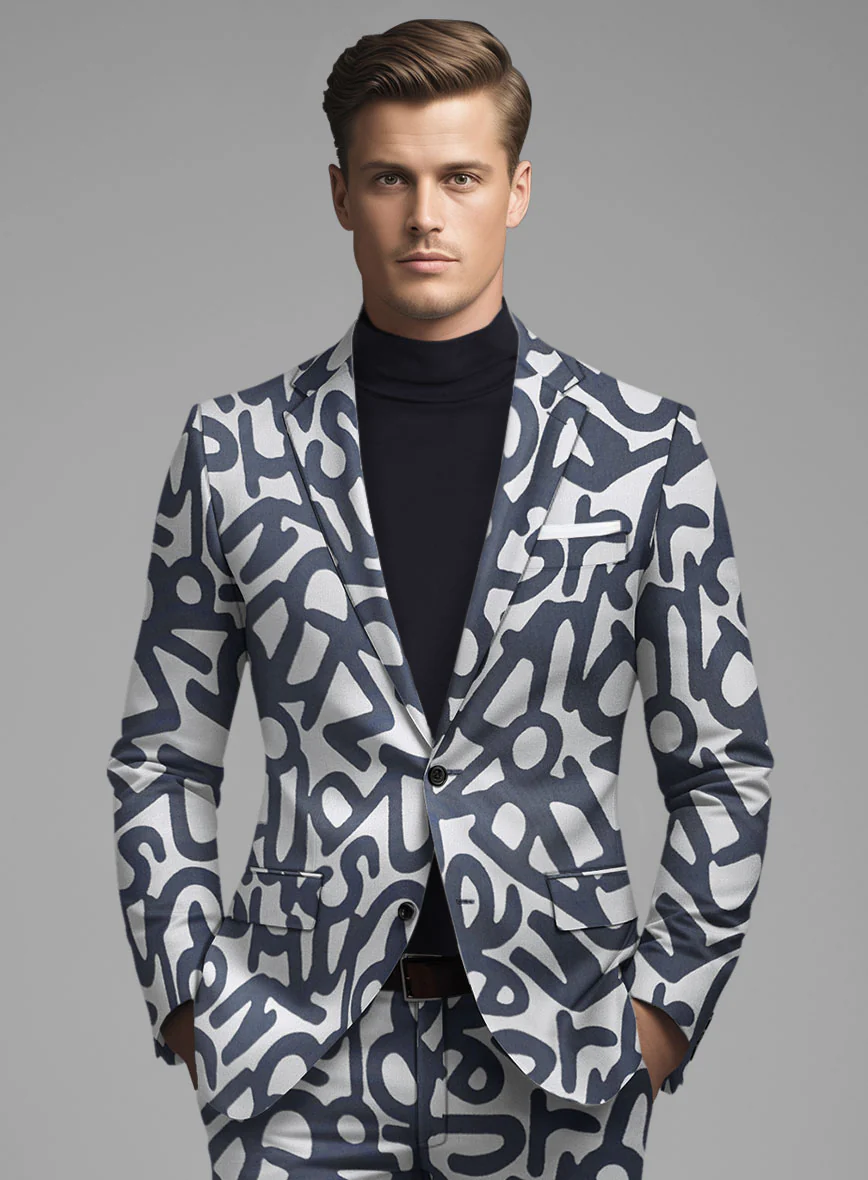 Italian Silk Alfabeto Suit - Image 4