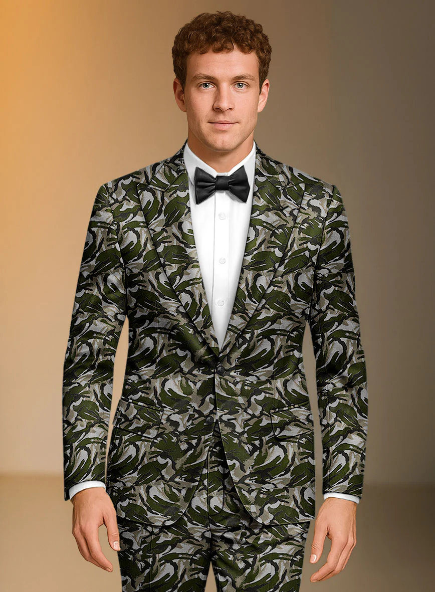 Italian Silk Camuflora Suit - Image 3