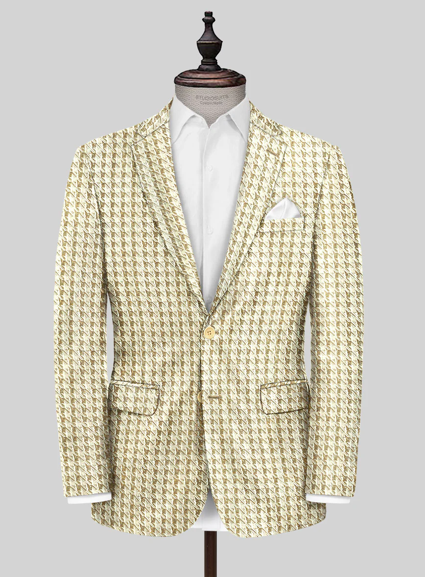 Italian Silk Golden Houndstooth Suit - Image 4