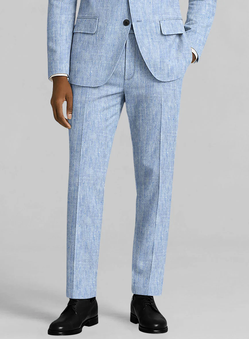 Italian Sky Blue Linen Suit - Image 5