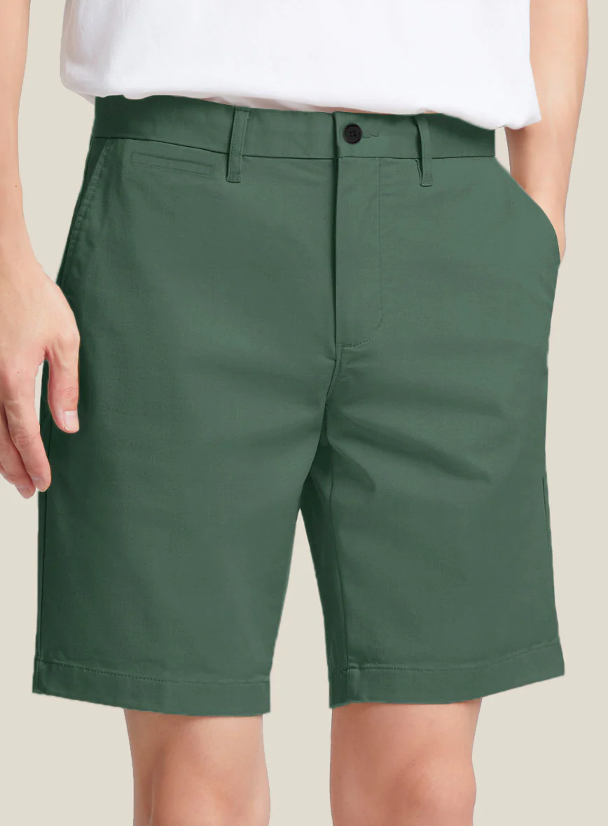 Italian Spring Green Cotton Stretch Shorts - Image 3