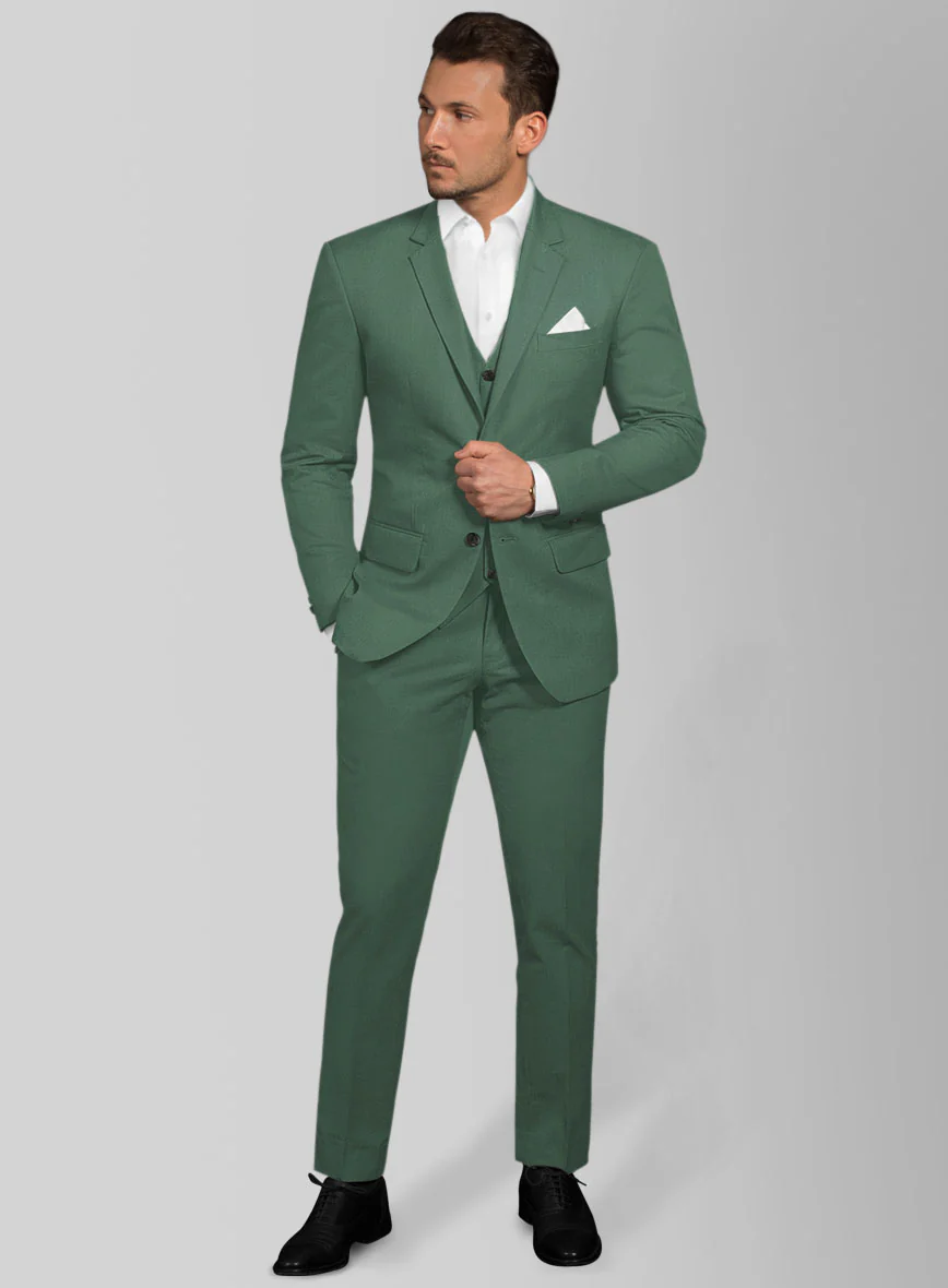 Italian Spring Green Cotton Stretch Suit - Image 2