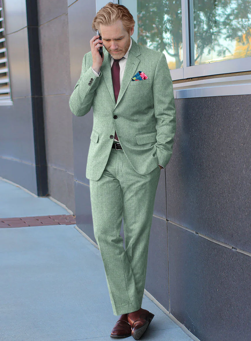 Italian Squito Bettle Green Wool Suit - Image 2