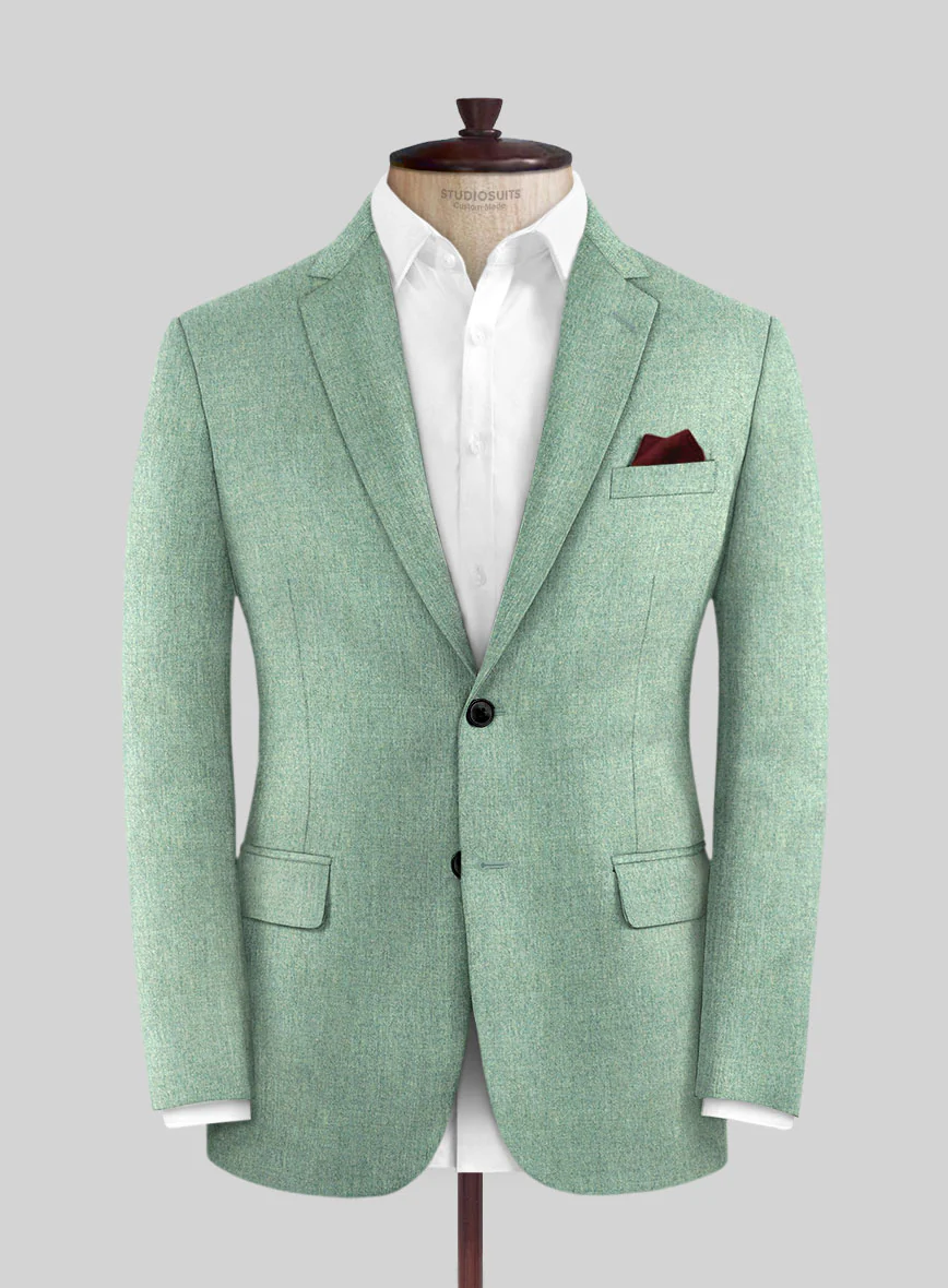 Italian Squito Bettle Green Wool Suit - Image 3