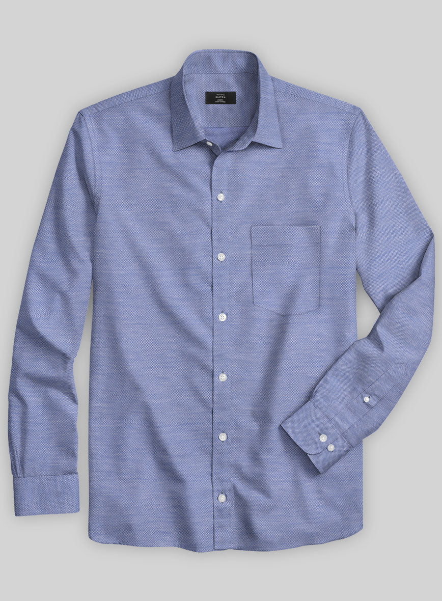 Italian Steel Blue Stretch Cotton Shirt - Image 2