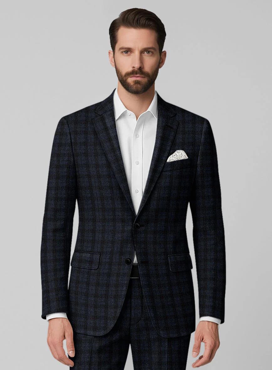Italian Storm Navy Check Tweed Suit - Image 3