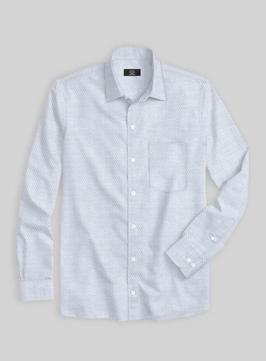 Italian Stretch Blue Fret Shirt - Image 3