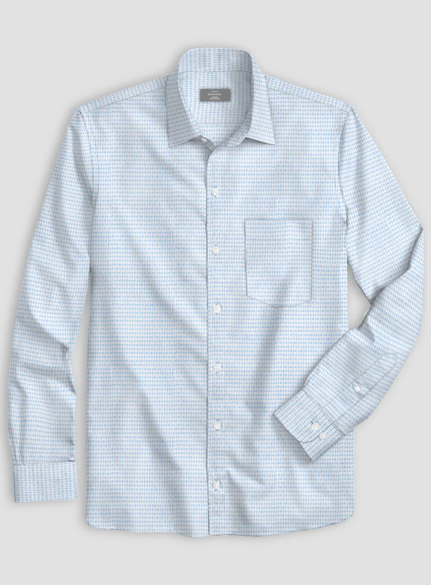 Italian Stretch Blue Trellis Shirt - Image 2