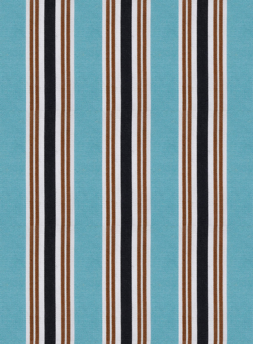 Italian Striped Blue Summer Linen Shirt - Image 3