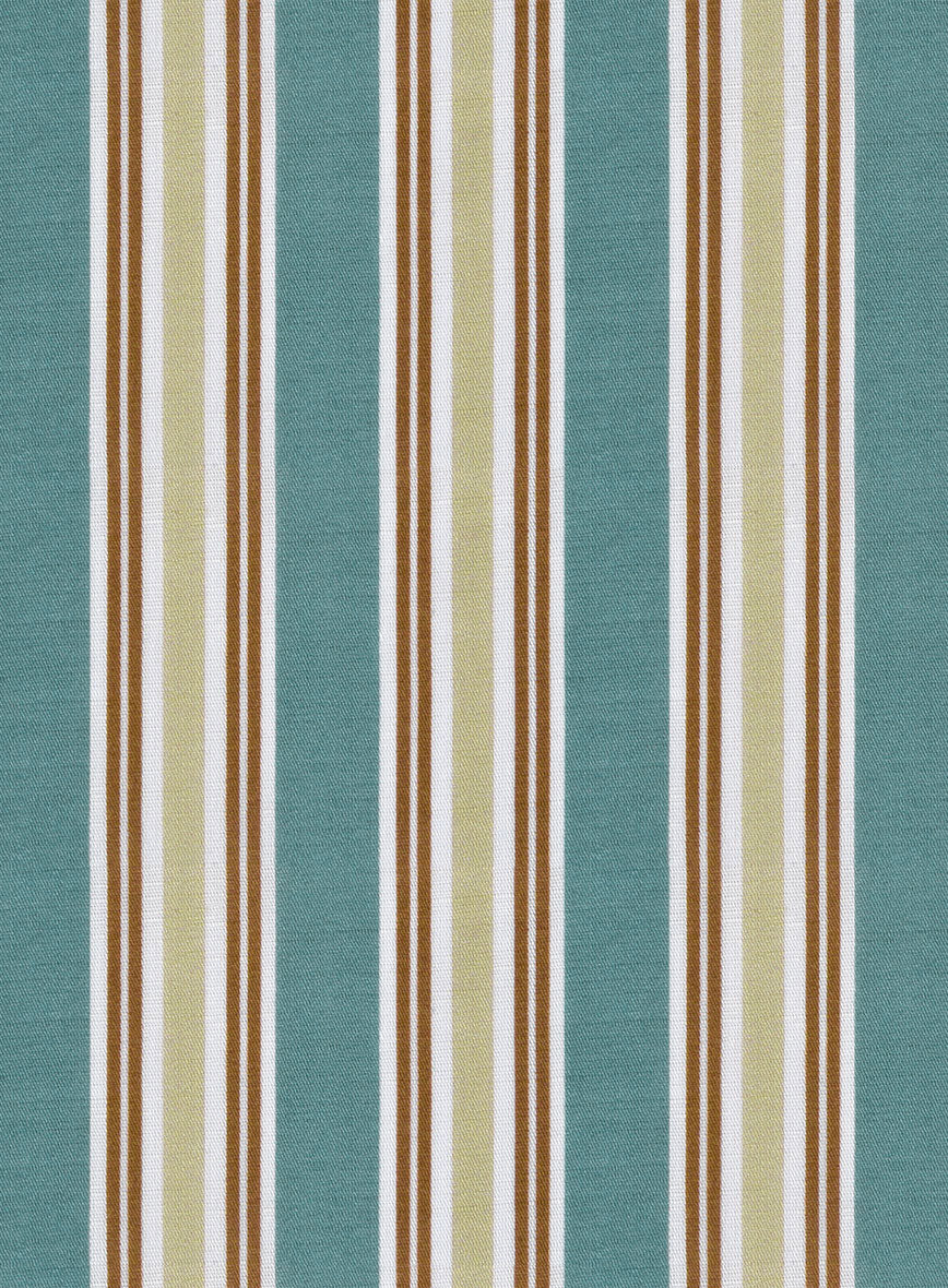 Italian Striped Gray Blue Summer Linen Shirt - Image 3