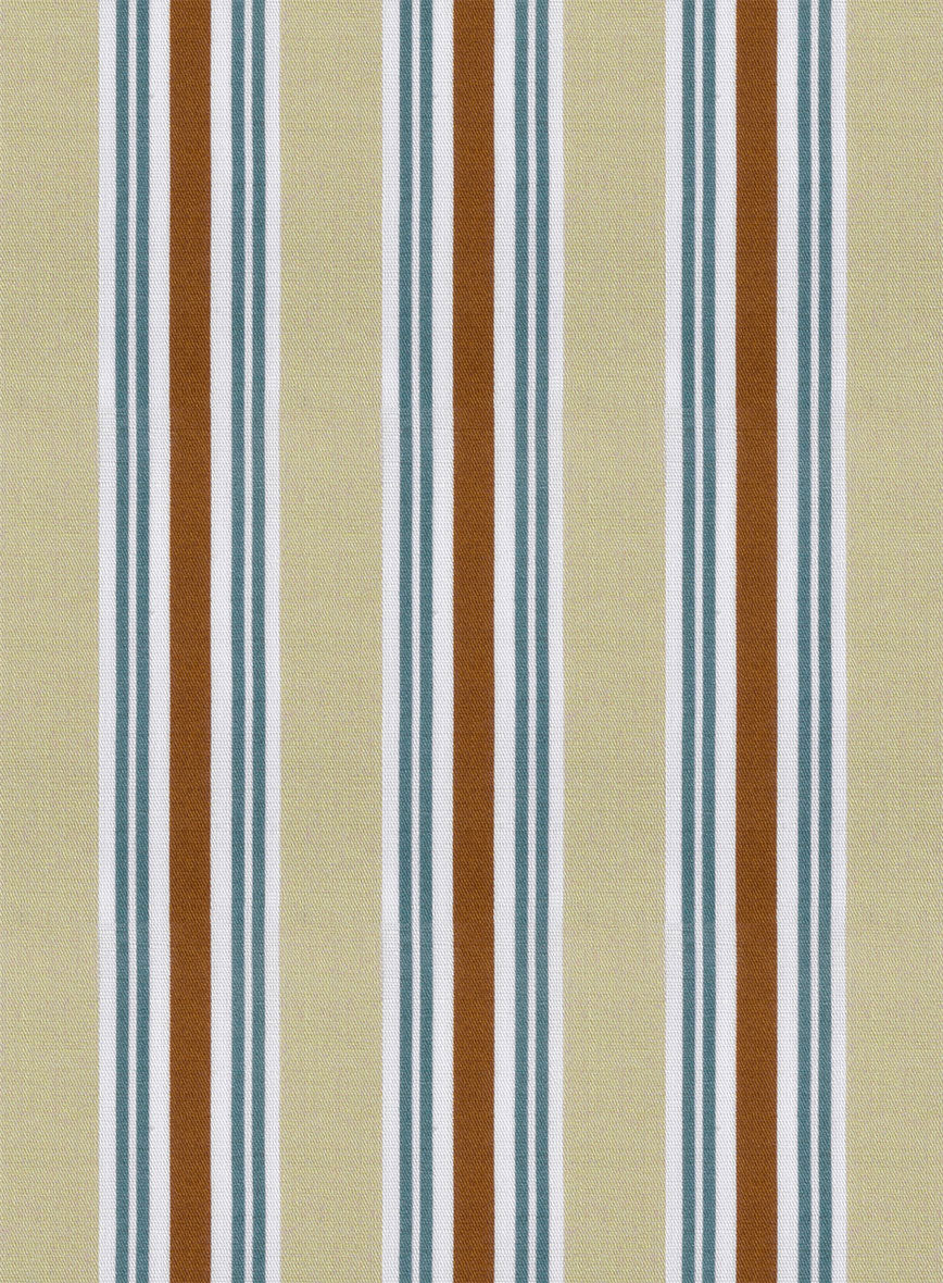 Italian Striped Khaki Summer Linen Shirt - Image 3