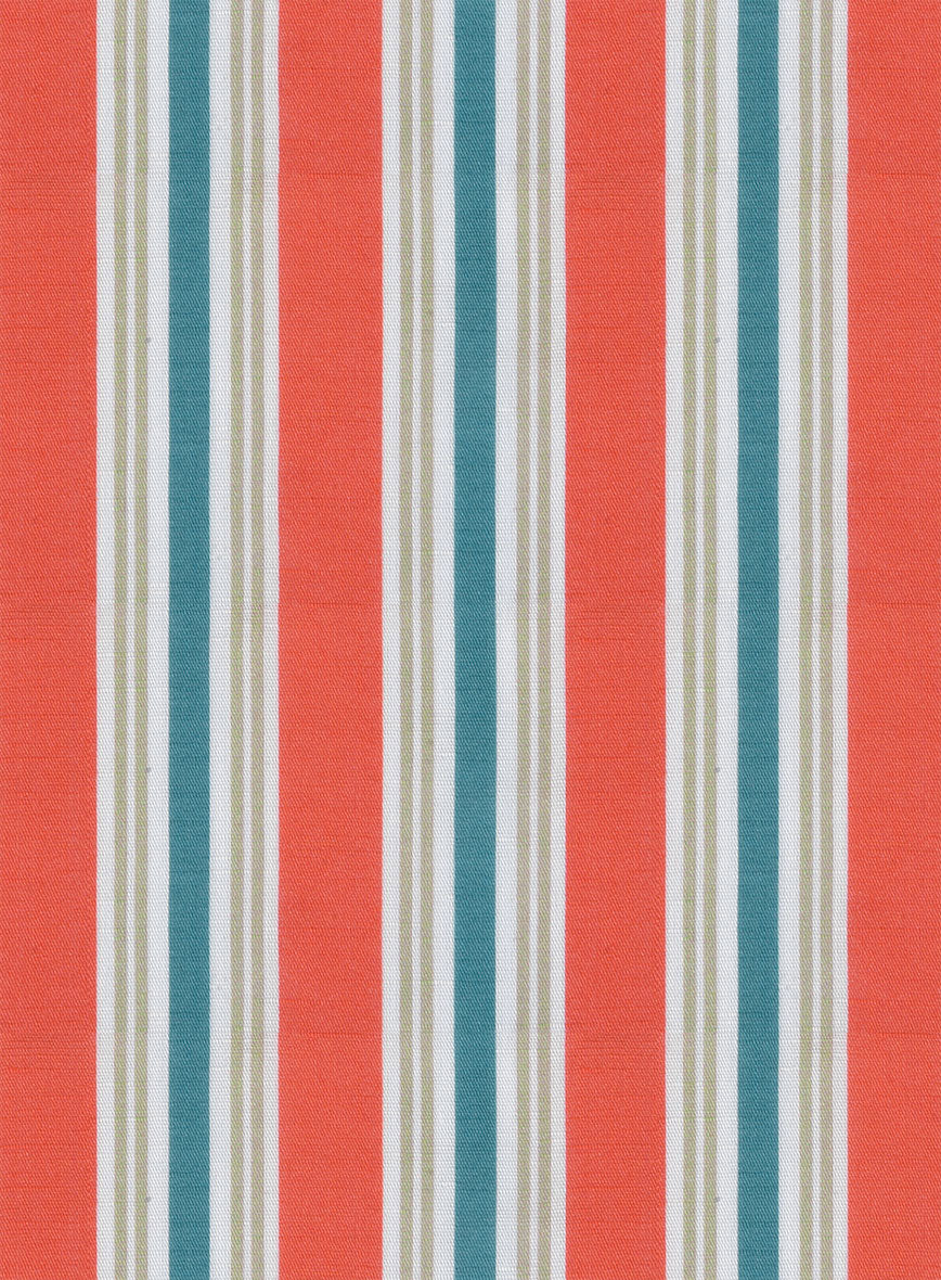 Italian Striped Neon Peach Summer Linen Shirt - Image 3