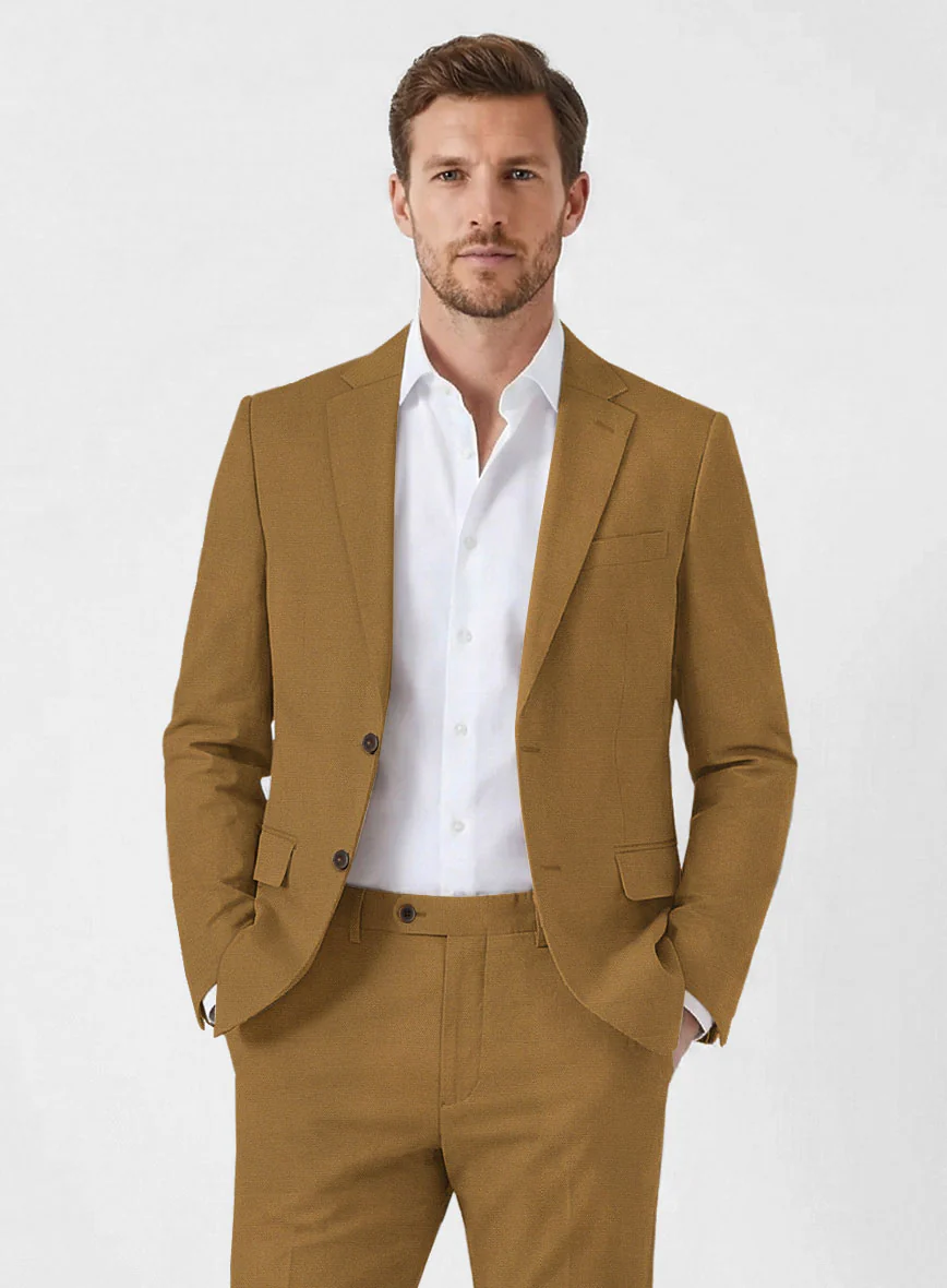 Italian Tan Cotton Stretch Suit - Image 3
