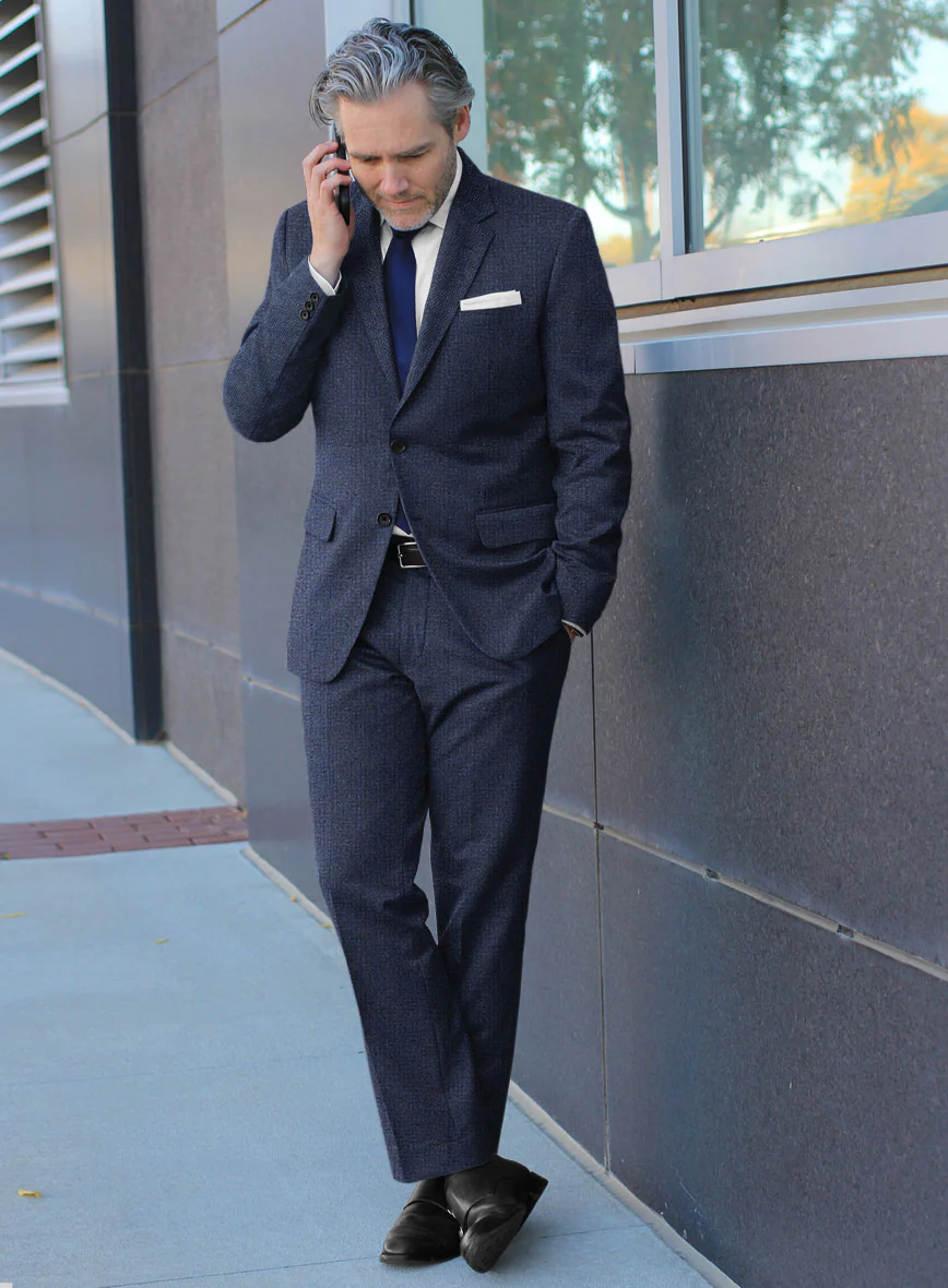 Italian Tavi Blue Nailhead Flannel Suit - Image 2