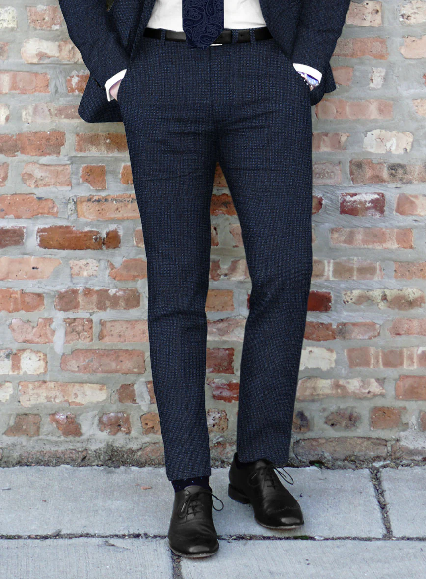 Italian Tavi Dark Blue Nailhead Flannel Suit - Image 4