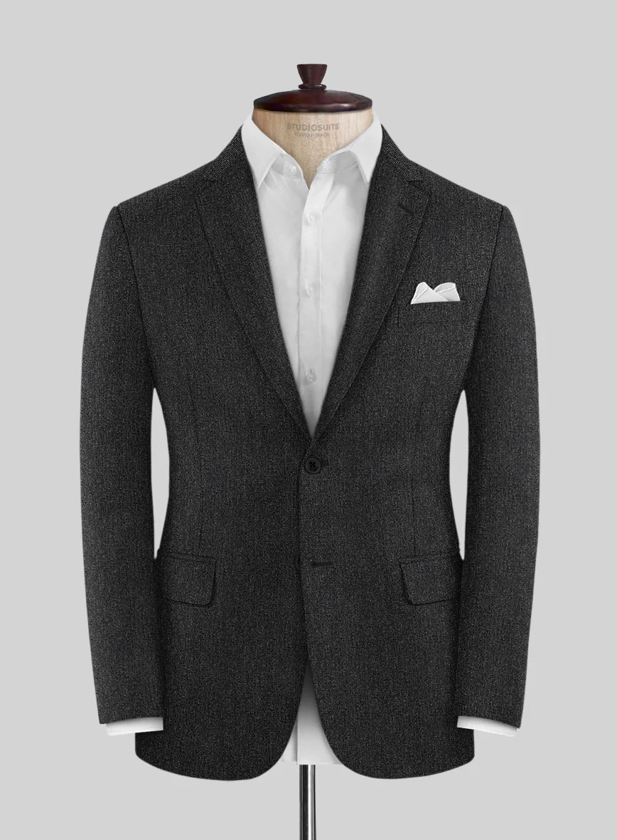 Italian Tavi Dark Gray Nailhead Flannel Suit - Image 3