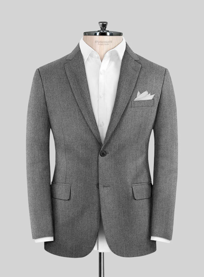 Italian Tiga Gray Mini Pinstripe Flannel Suit - Image 3