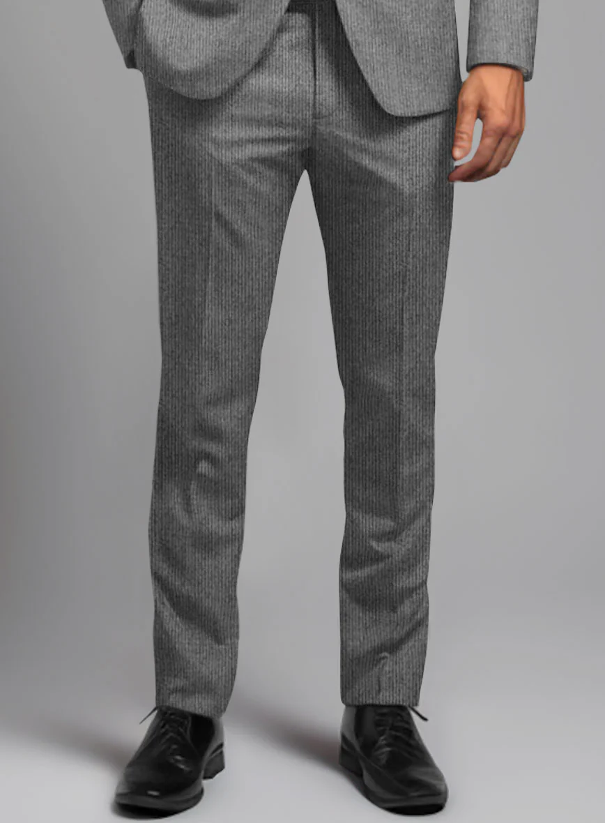 Italian Tiga Gray Mini Pinstripe Flannel Suit - Image 5