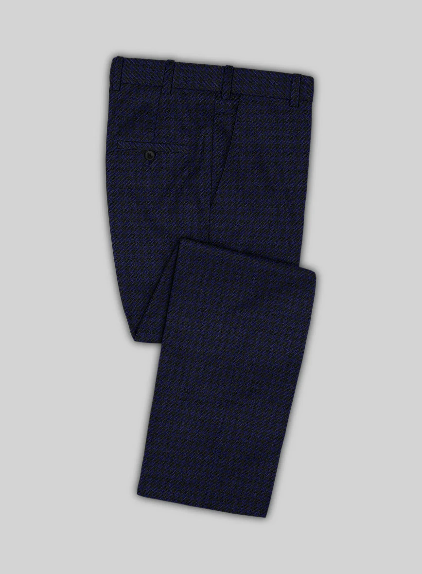 Italian Timas Navy Blue Houndstooth Flannel Suit - Image 5