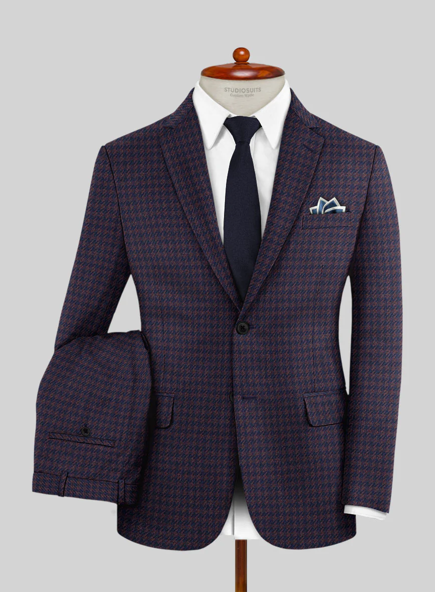 Italian Timas Purple Houndstooth Flannel Suit