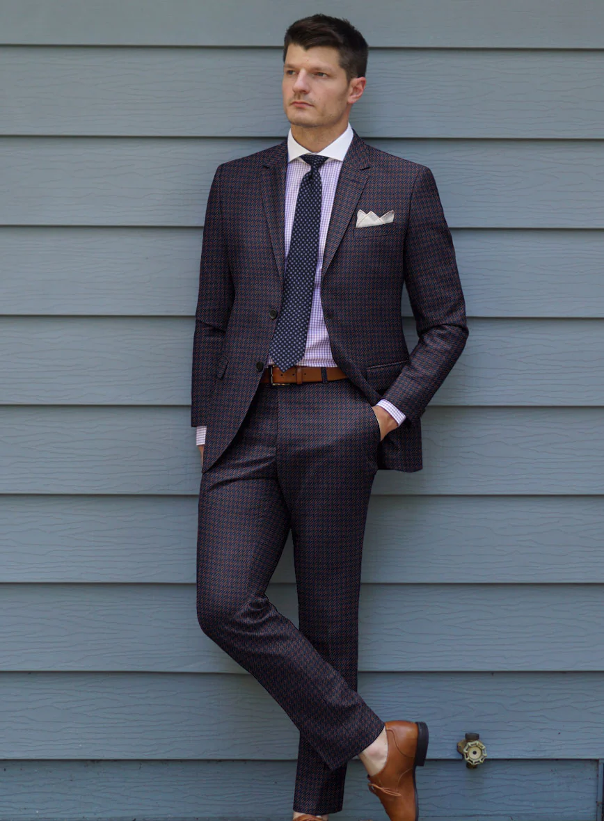Italian Timas Purple Houndstooth Flannel Suit - Image 2
