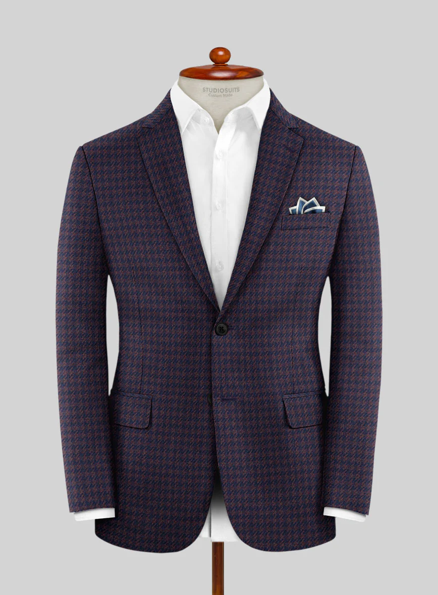 Italian Timas Purple Houndstooth Flannel Suit - Image 3