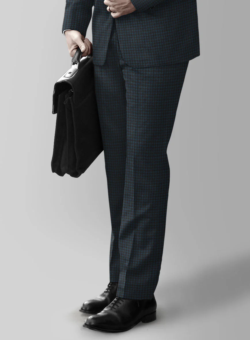 Italian Timas Teal Blue Houndstooth Flannel Pants - Image 2