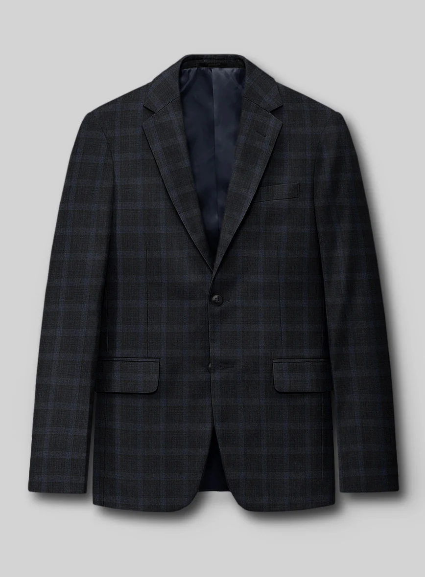 Italian Trek Dark Blue Checks Flannel Suit - Image 3