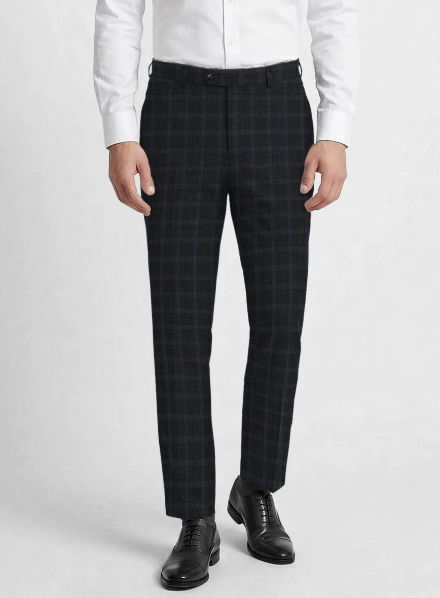 Italian Trek Dark Blue Checks Flannel Suit - Image 6