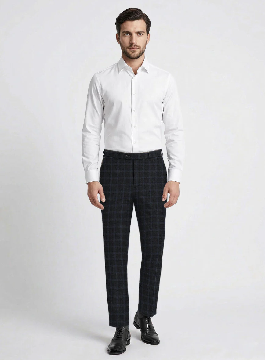 Italian Trek Dark Blue Checks Flannel Suit - Image 5