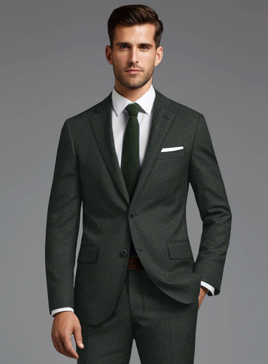 Italian Turna Dark Green Flannel Jacket - Image 2