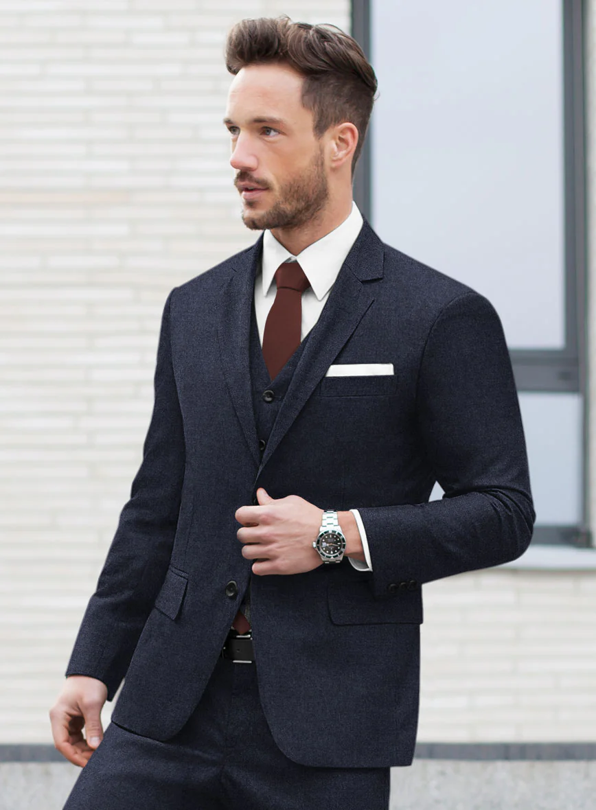 Italian Turna Dark Navy Flannel Suit - Image 4