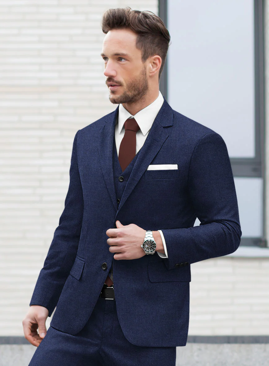 Italian Turna Royal Blue Flannel Suit - Image 4